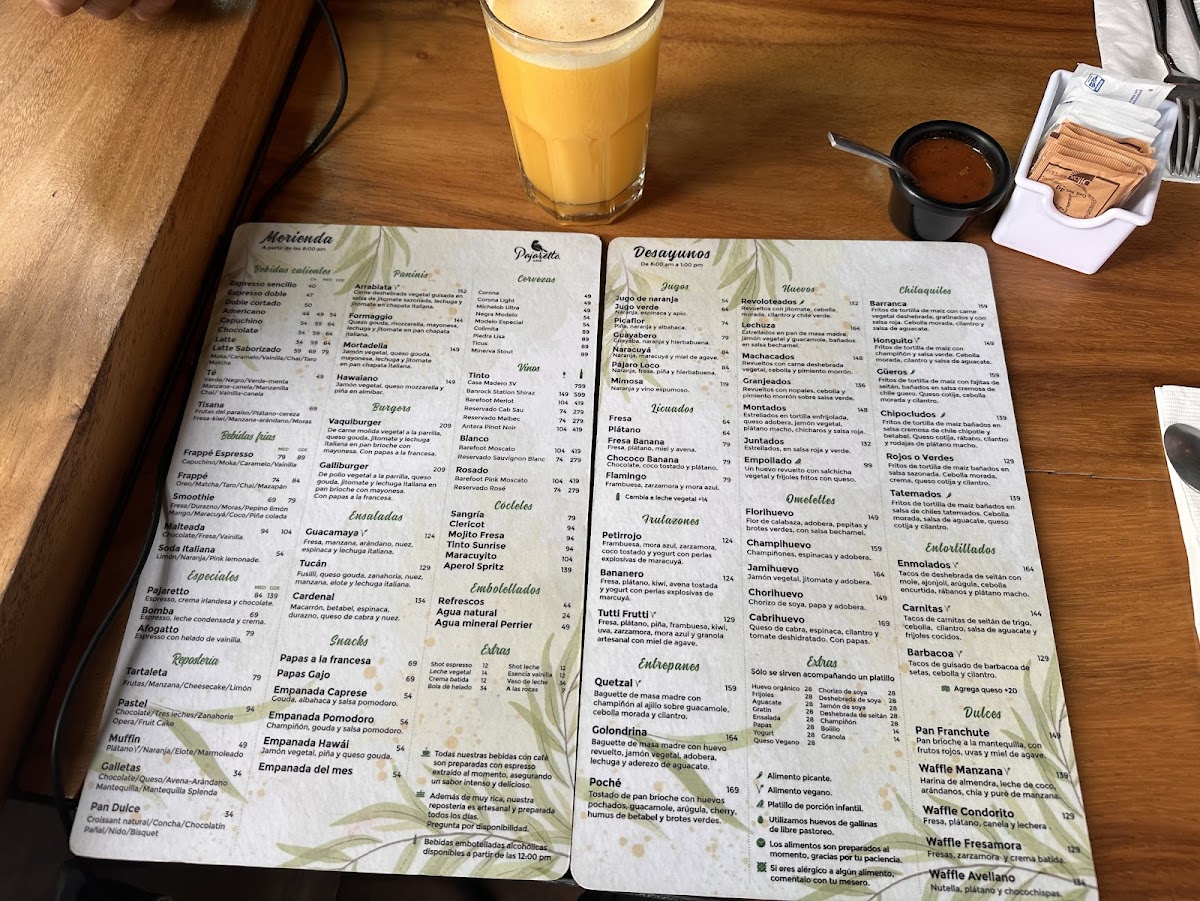 Pajaretto Café Menu - Image 2