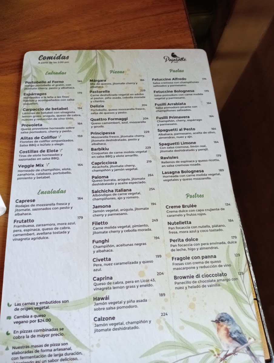Pajaretto Café Menu - Image 4